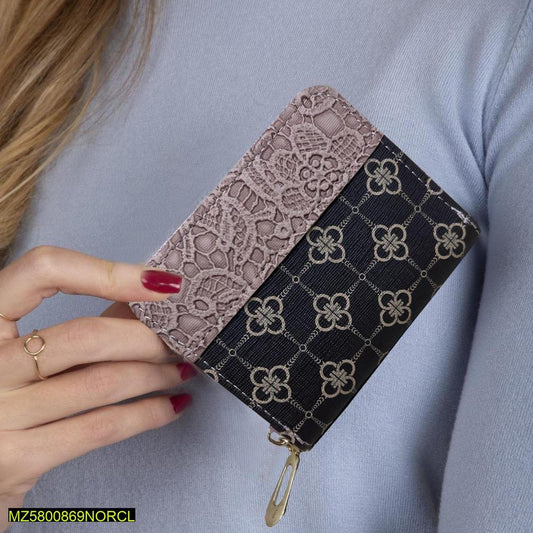 Women's Leather Printed Zipper Wallet