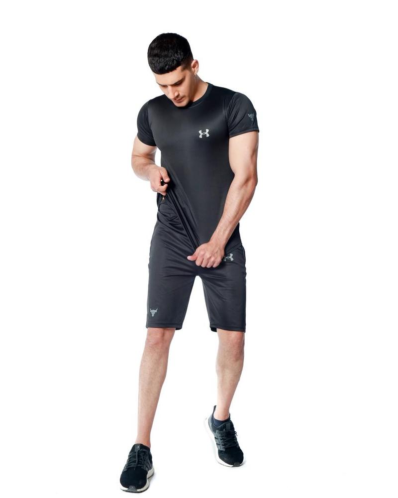 2 Pcs Men's Dri Fit Plain T-shirt & Shorts Track Suit