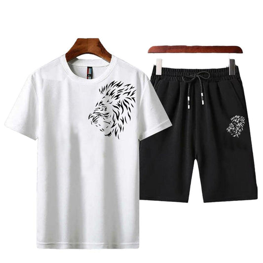 2 Pcs Men's Polyester Printed T-shirt and shorts