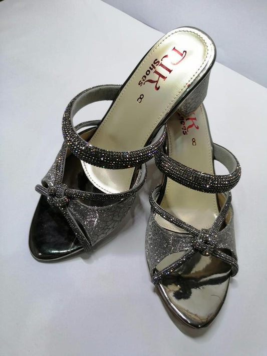 Women's Rhinestone Fancy Block Heels