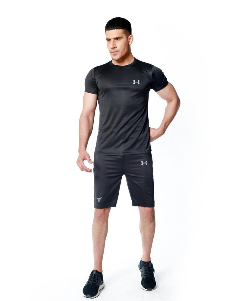 2 Pcs Men's Dri Fit Plain T-shirt & Shorts Track Suit